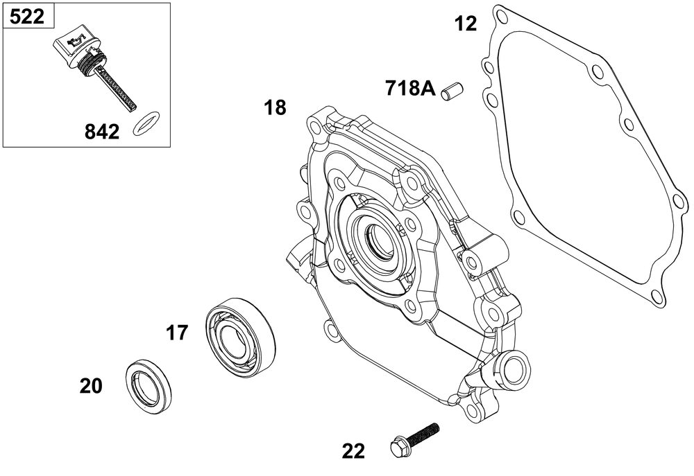 Crankcase Cover/Sump Group Diagram and Parts List for 10U232-0023-J1 100000 - 19Z999 Briggs and Stratton Engine